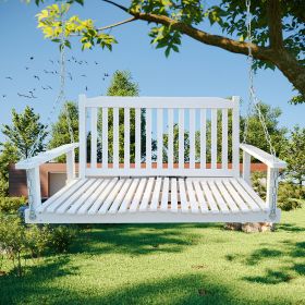 Front Porch Swing with Armrests, Wood Bench Swing with Hanging Chains,for Outdoor Patio ,Garden Yard, porch, backyard, or sunroom,Easy to Assemble,whi