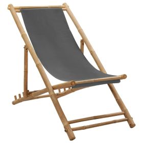 Deck Chair Bamboo and Canvas Dark Gray