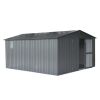 Backyard Storage Shed 11' x 12.5' with Galvanized Steel Frame & Windows, Outdoor Garden Shed Metal Utility Tool Storage Room with Lockable Door for Pa