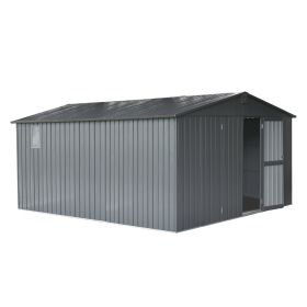 Backyard Storage Shed 11' x 12.5' with Galvanized Steel Frame & Windows, Outdoor Garden Shed Metal Utility Tool Storage Room with Lockable Door for Pa