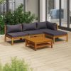 5 Piece Patio Lounge Set with Cushion Solid Acacia Wood