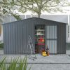 Backyard Storage Shed 11' x 12.5' with Galvanized Steel Frame & Windows, Outdoor Garden Shed Metal Utility Tool Storage Room with Lockable Door for Pa