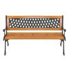 49" Garden Bench Patio Porch Chair Deck Hardwood Cast Iron Love Seat Weave Style Back