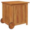 Patio Storage Box with Wheels 23.6"x19.7"x22.8" Solid Wood Acacia