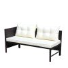 Outdoor patio Furniture sets 4 piece Conversation set wicker Ratten Sectional Sofa With Seat Cushions(Beige Cushion)