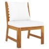 5 Piece Patio Lounge Set with Cushion Cream Solid Acacia Wood