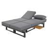 TREXM 3-Piece Modern Multi-Functional Outdoor Sectional Sofa Set with Height-adjustable Seating and Coffee Table for Patio, Garden and Backyard (Grey)