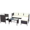 Outdoor patio Furniture sets 4 piece Conversation set wicker Ratten Sectional Sofa With Seat Cushions(Beige Cushion)