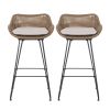 Outdoor 29.25'' Wicker and Iron Barstool with Cushion (Set of 2)