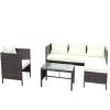 Outdoor patio Furniture sets 4 piece Conversation set wicker Ratten Sectional Sofa With Seat Cushions(Beige Cushion)