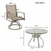 5-Piece Bistro Patio Table and Chairs Set with Tan PVC Sling Swivel Rocker Chairs and Round Cast-Top Outdoor Table, Premium Weather Resistant Outdoor