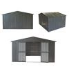 Backyard Storage Shed 11' x 12.5' with Galvanized Steel Frame & Windows, Outdoor Garden Shed Metal Utility Tool Storage Room with Lockable Door for Pa