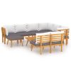 9 Piece Patio Lounge Set with Cushions Solid Acacia Wood