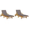 Sun Loungers 2 pcs with Cushions 78.7"x26.8"x32.7" Solid Wood Acacia