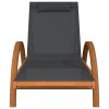 Sun Lounger with Pillow Gray Textilene and Solid Wood Poplar