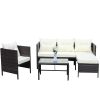 Outdoor patio Furniture sets 4 piece Conversation set wicker Ratten Sectional Sofa With Seat Cushions(Beige Cushion)