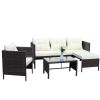 Outdoor patio Furniture sets 4 piece Conversation set wicker Ratten Sectional Sofa With Seat Cushions(Beige Cushion)