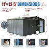 Backyard Storage Shed 11' x 12.5' with Galvanized Steel Frame & Windows, Outdoor Garden Shed Metal Utility Tool Storage Room with Lockable Door for Pa