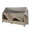 4 Piece UV-Proof Resin Wicker Patio Sofa Set with Retractable Canopy, Cushions and Lifting Table