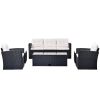 GO 6-piece All-Weather Wicker PE rattan Patio Outdoor Dining Conversation Sectional Set with coffee table, wicker sofas, ottomans, removable cushions