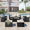 GO 6-piece All-Weather Wicker PE rattan Patio Outdoor Dining Conversation Sectional Set with coffee table, wicker sofas, ottomans, removable cushions