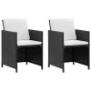 5 Piece Patio Dining Set with Cushions Poly Rattan Black