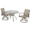 5-Piece Bistro Patio Table and Chairs Set with Tan PVC Sling Swivel Rocker Chairs and Round Cast-Top Outdoor Table, Premium Weather Resistant Outdoor