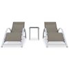 Sun Loungers 2 pcs with Table Aluminum Taupe