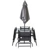 Outdoor Patio Dining Set for 4 People, Metal Patio Furniture Table and Chair Set with Umbrella, Black