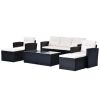 GO 6-piece All-Weather Wicker PE rattan Patio Outdoor Dining Conversation Sectional Set with coffee table, wicker sofas, ottomans, removable cushions