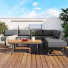 TREXM 3-Piece Modern Multi-Functional Outdoor Sectional Sofa Set with Height-adjustable Seating and Coffee Table for Patio, Garden and Backyard (Grey)