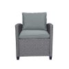 6-Piece Outdoor Rattan Wicker Set Patio Garden Backyard Sofa; Chair; Stools and Table(Gray Rattan+Gray Cushion)