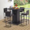 5-Piece Outdoor Conversation Bar Set,All Weather PE Rattan and Steel Frame Patio Furniture With Metal Tabletop and Stools for Patios, Backyards, Porch