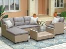 Outdoor;  Patio Furniture Sets;  4 Piece Conversation Set Wicker Ratten Sectional Sofa with Seat Cushions