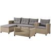 Outdoor;  Patio Furniture Sets;  4 Piece Conversation Set Wicker Ratten Sectional Sofa with Seat Cushions