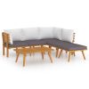 6 Piece Patio Lounge Set with Cushions Solid Acacia Wood