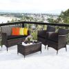 4 Pieces Comfortable Outdoor Rattan Sofa Set with Table