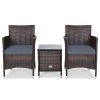 3 Pieces Ergonomic Wicker Patio Conversation Set