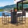 5-Piece Outdoor Conversation Bar Set,All Weather PE Rattan and Steel Frame Patio Furniture With Metal Tabletop and Stools for Patios, Backyards, Porch