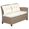 Outdoor, Patio Furniture Sets, 4 Piece Conversation Set Wicker Ratten Sectional Sofa with Seat Cushions(Beige Brown)