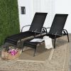 2 Pieces Outdoor Patio Lounge Chair Chaise Fabric with Adjustable Reclining Armrest