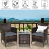 3 Pieces Ergonomic Wicker Patio Conversation Set