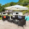 4 Pieces Comfortable Outdoor Rattan Sofa Set with Table