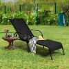 2 Pieces Outdoor Patio Lounge Chair Chaise Fabric with Adjustable Reclining Armrest