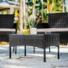 4 Piece Patio Furniture Wicker Conversation Set-‚Ä¢ 1x Love Seat ‚Ä¢ 2x Arm Chairs ‚Ä¢ 1x Glass Coffee Table