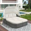 Outdoor Patio Furniture Set Daybed Sunbed with Retractable Canopy Conversation Set Wicker Furniture Sofa Set