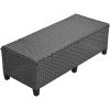 5-Piece Outdoor Patio Rattan Sofa Set; Sectional PE Wicker L-Shaped Garden Furniture Set with 2 Extendable Side Tables; Dining Table and Washable Cove