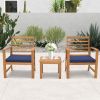 3 Pieces Outdoor Furniture Set with Soft Seat Cushions