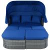 Outdoor Patio Furniture Set Daybed Sunbed with Retractable Canopy Conversation Set Wicker Furniture Sofa Set