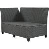 5-Piece Outdoor Patio Rattan Sofa Set; Sectional PE Wicker L-Shaped Garden Furniture Set with 2 Extendable Side Tables; Dining Table and Washable Cove